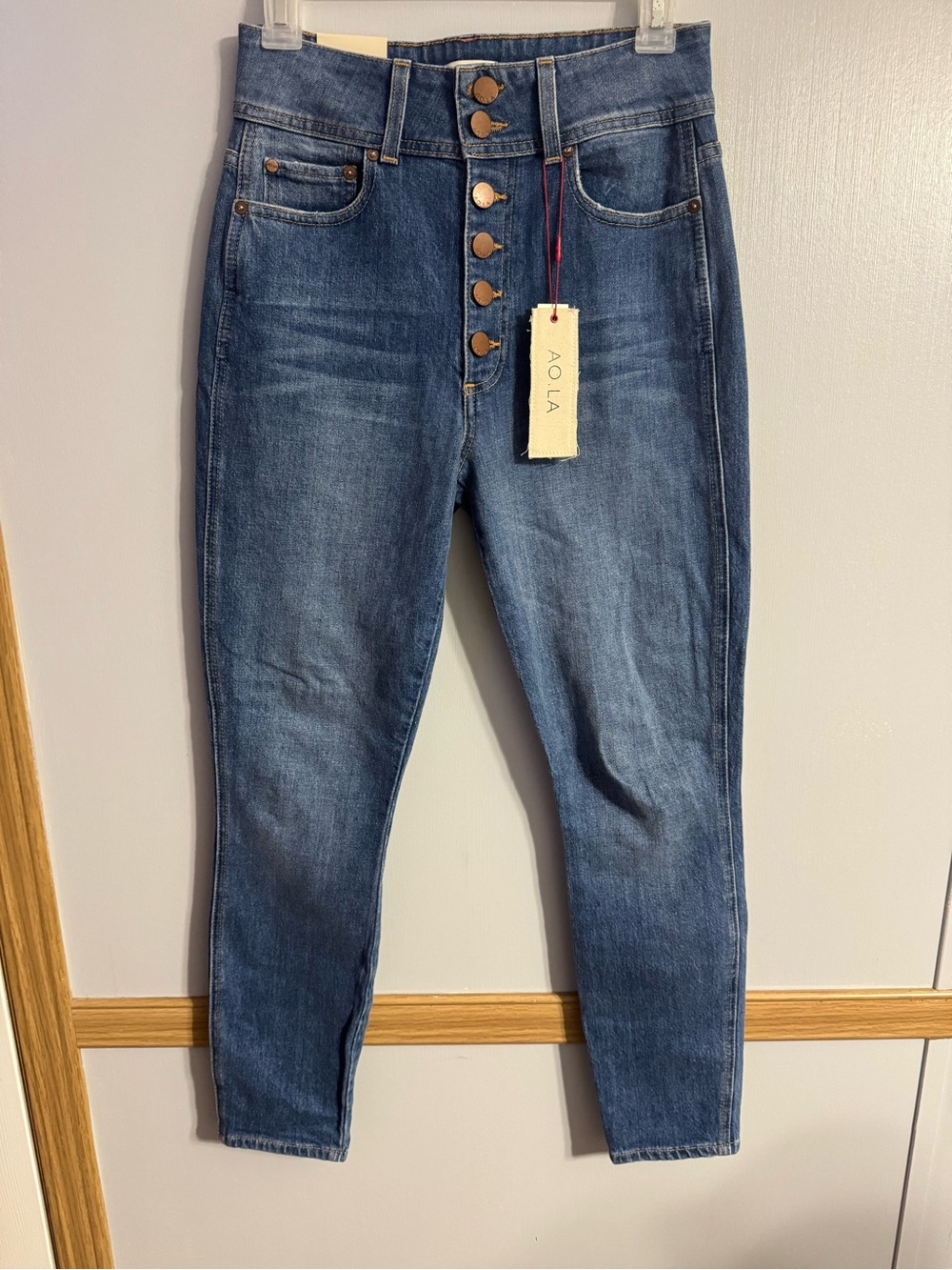 Alice + Olivia High Rise Button-Fly Ankle Skinny Jeans Size 27
